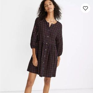 Madewell Plaid Flannel Raglan Shirtdress